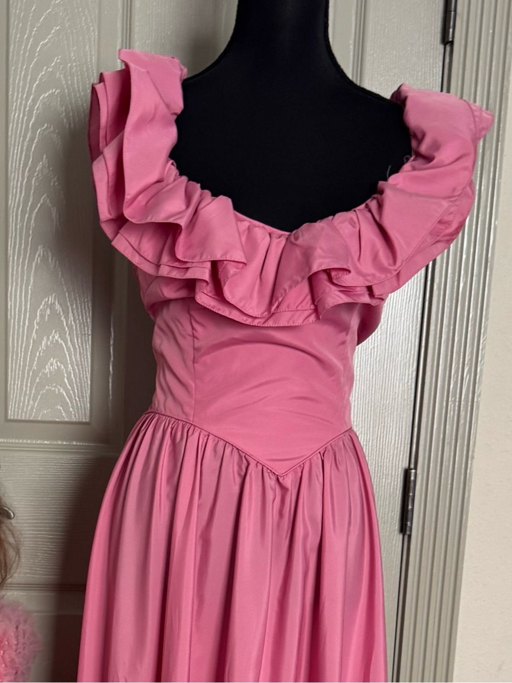 Pink Ruffled Maxi Dress - Picture 1 of 3